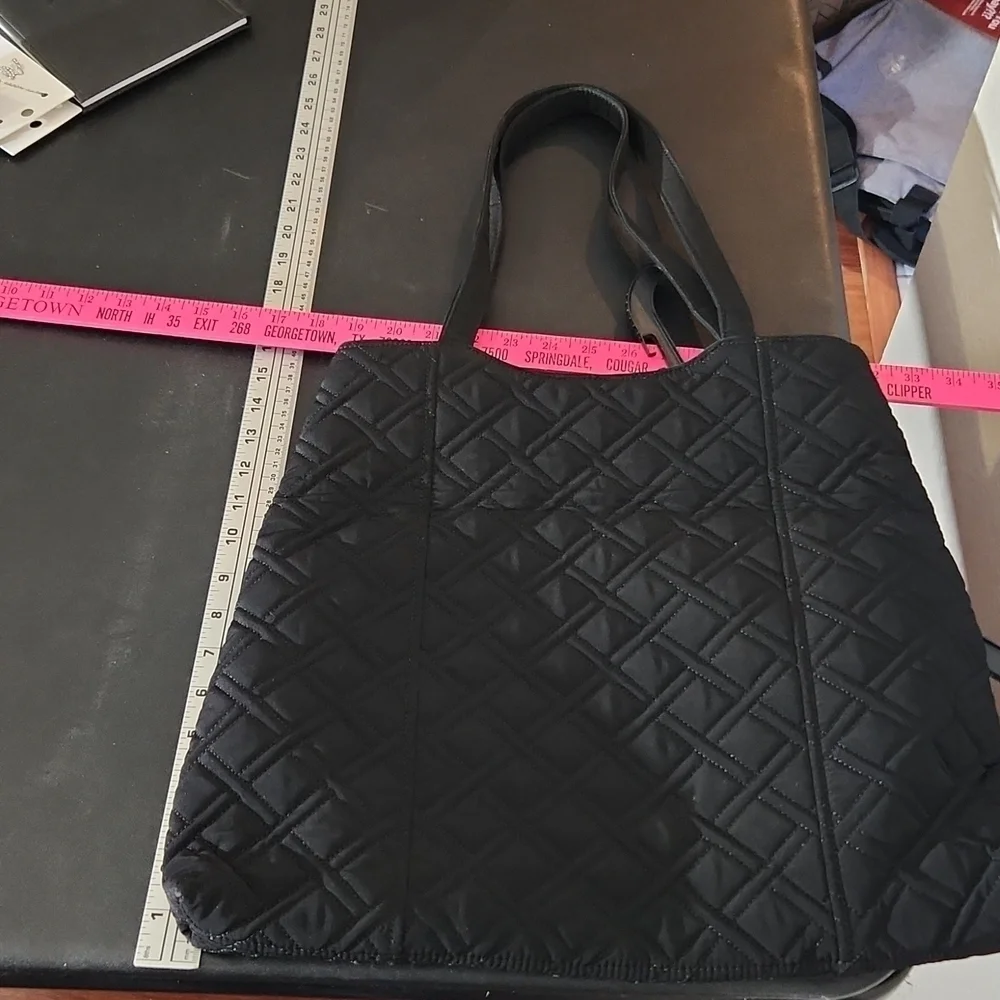 Vera Bradley Purse Tote Quilted Black Yellow